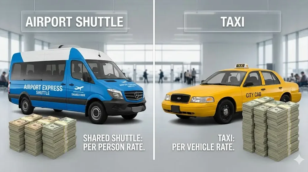 Which is cheaper, airport shuttle or taxi?